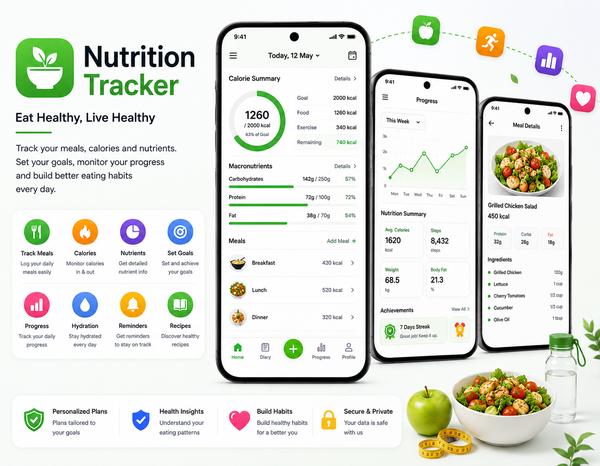 Nutrition Tracker mobile app interface